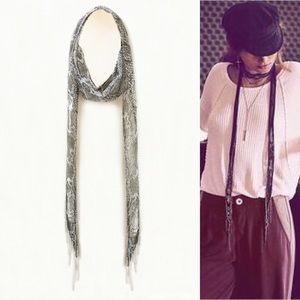Chan Luu 🐍 Skin Chain Fringe Skinny Scarf